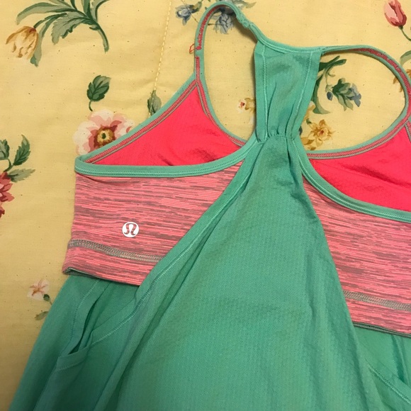 Lululemon No Limits Tank Teal/Pink Size 4 - Picture 3 of 3